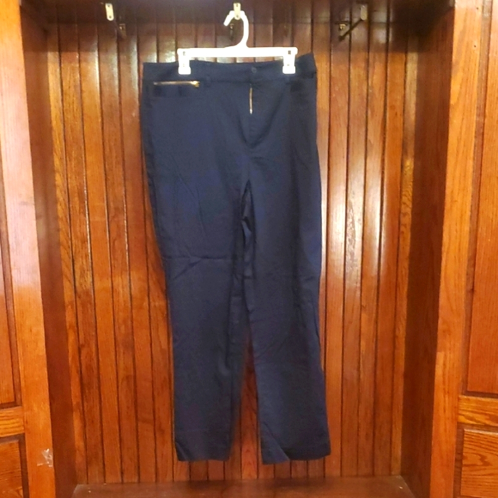 RALPH LAUREN SIZE 14W JET BLACK POPLIN  PANTS